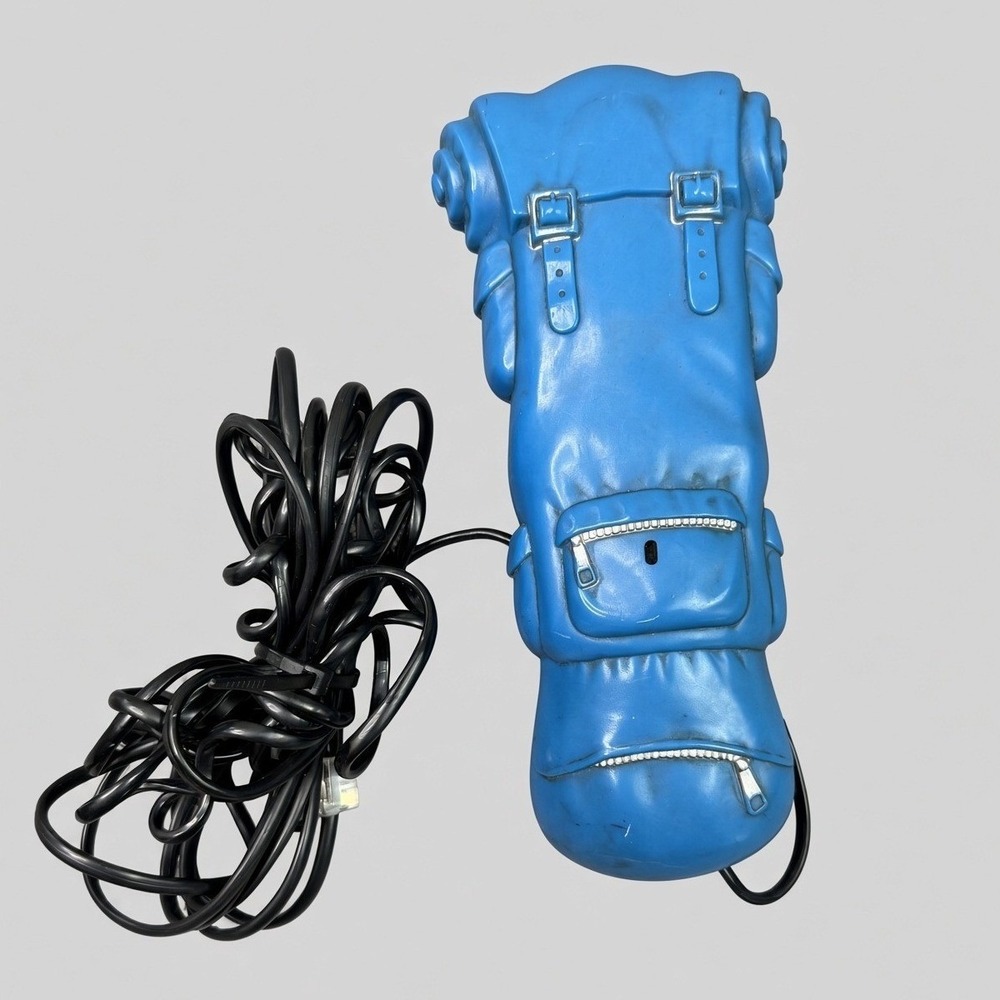 Vintage Tyco Blue Backpack Novelty Corded Telephone Model 1245 Retro 1987 Phone